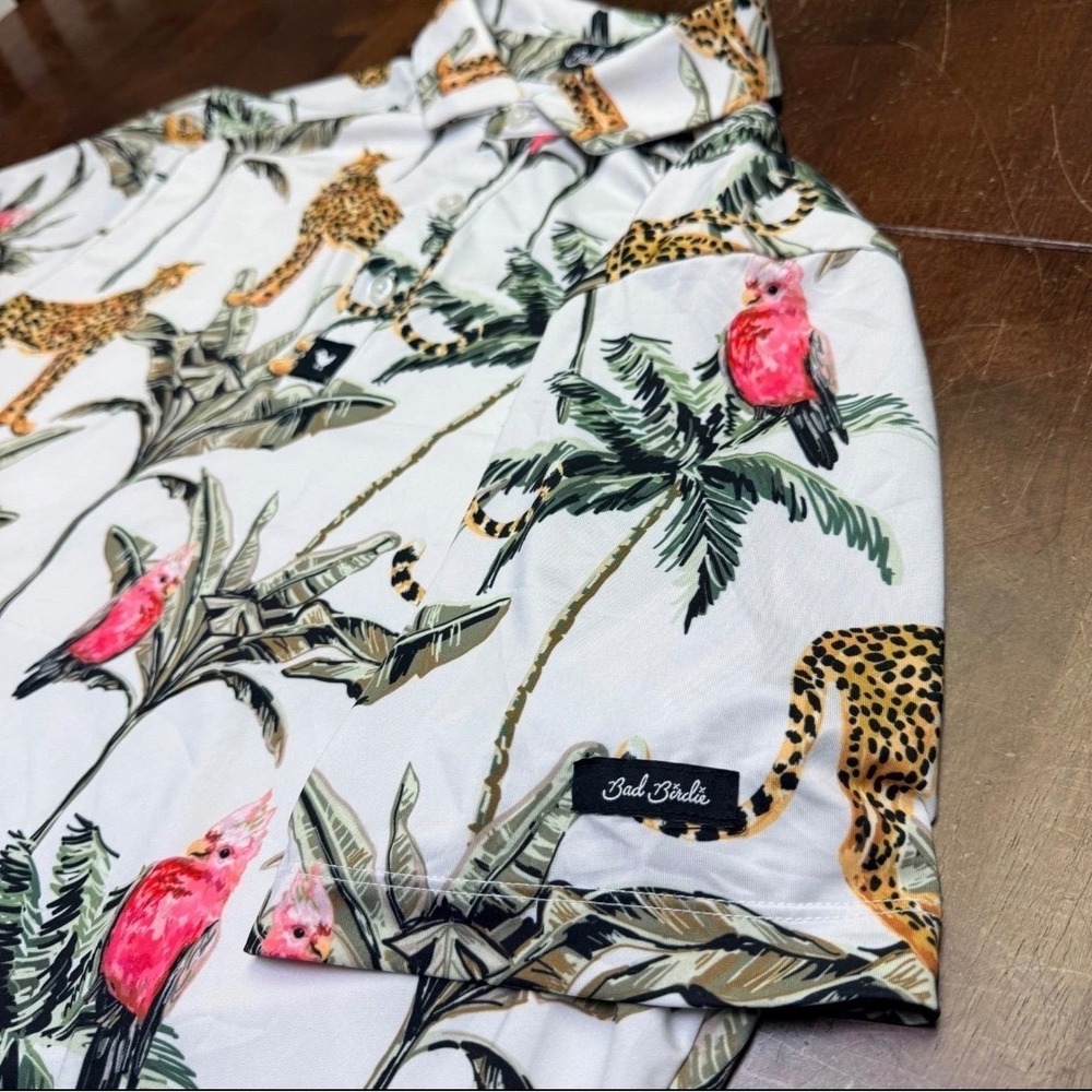 2 Bad Birdie Polo Golf Shirts Men Small Tropical Safari Animal Print 2pc Bundle - Picture 7 of 16